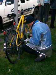 Preparing to engrave bike