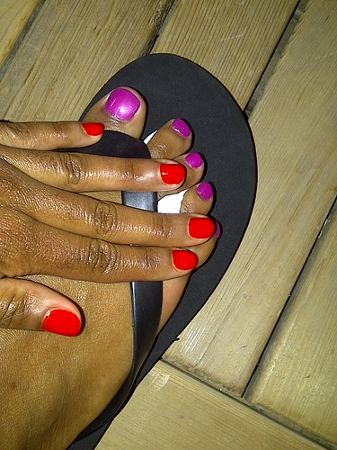 Waiting on my bday nails to dry at @elmspa. Bright colours FTW