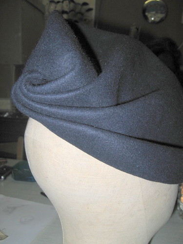 Hand shaped tilted hat - work in process