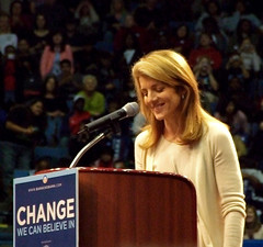 Caroline Kennedy speaks at the Barack Obama rally at UCLA