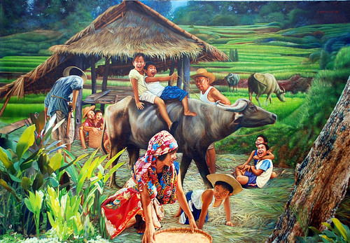  boys riding carabao farm rural scene children painting dante hipolito  Pinoy Filipino Pilipino Buhay  people pictures photos life Philippinen  菲律宾  菲律賓  필리핀(공화국) Philippines special espesyal   