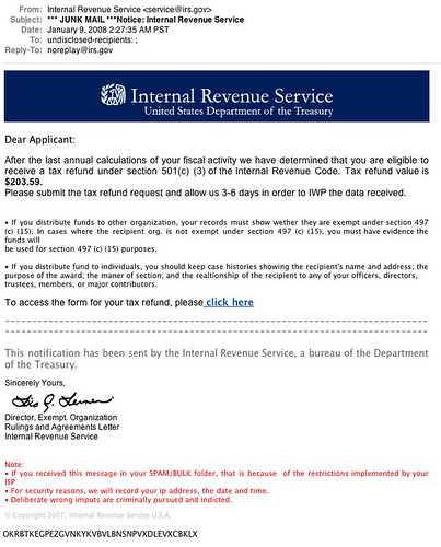 Evil IRS Phishing Spam