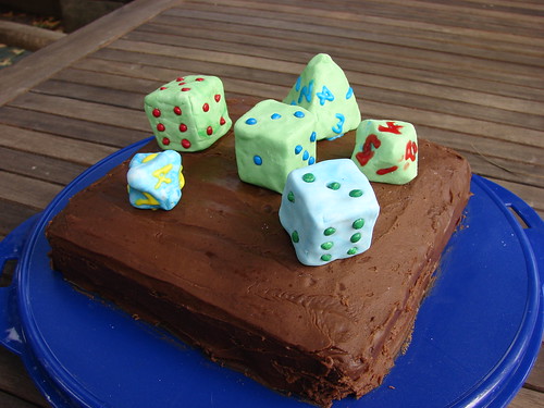 Polyhedral dice cake