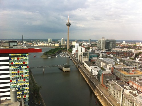 Dinner high above Dusseldorf - view from our table #Persgroep #summit
