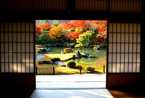 Traditional Japanese garden in autumn