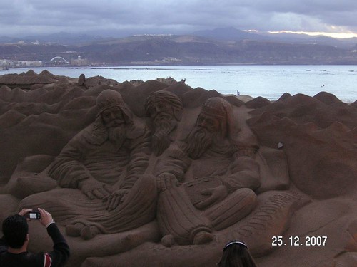 Nativity scene of sand in Las Canteras Beach