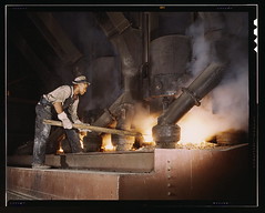 Electric phosphate smelting furnace used to make elemental phosphorus in a TVA chemical plant in the vicinity of Muscle Shoals, Alabama (LOC)