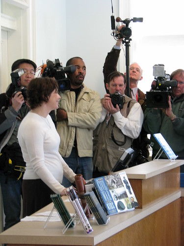 The press standby before the first $5 is entered into circulation.  The $5 bill was used to purchase a book in the President Lincoln's Cottage museum store.
