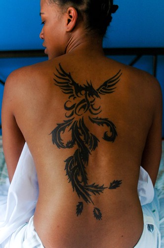 Female Tattoo Designs With Tribal Phoenix Tattoo On 