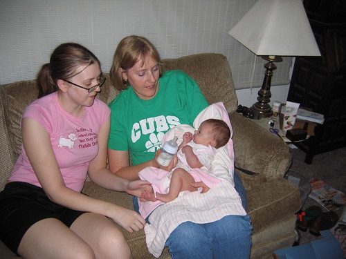 Grandma and Aunt Leah feeding Zoe