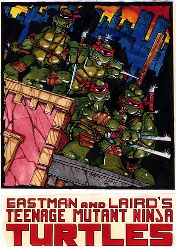 Blast from the Past #77 repost: Iron-on TMNT group shot with logo by Eastman and Laird .. (( 1984 )) [[ courtesy of Peter Laird ]]