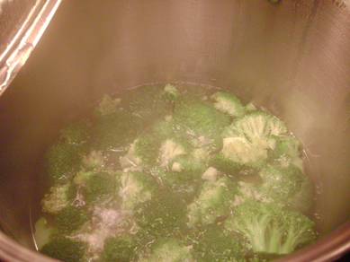 cream of broccoli cheese soup in the making