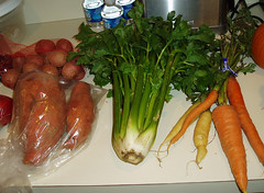 potatoes, sweet potatoes, celery and carrots