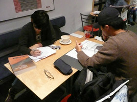 Shu Lin Wee (left) and Dong Woo (right), UBC students studying at Think!