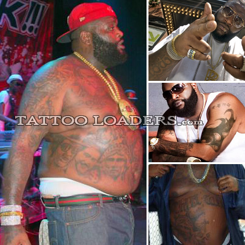 rapper tattoos. Tattoos on Rapper Rick Ross