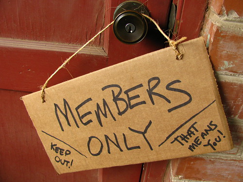 Members Only Cardboard sign