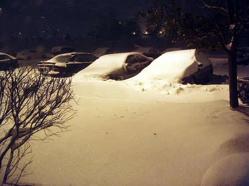 snow on cars