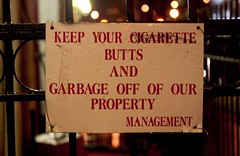 Keep YOUR BUTTS off of our property!