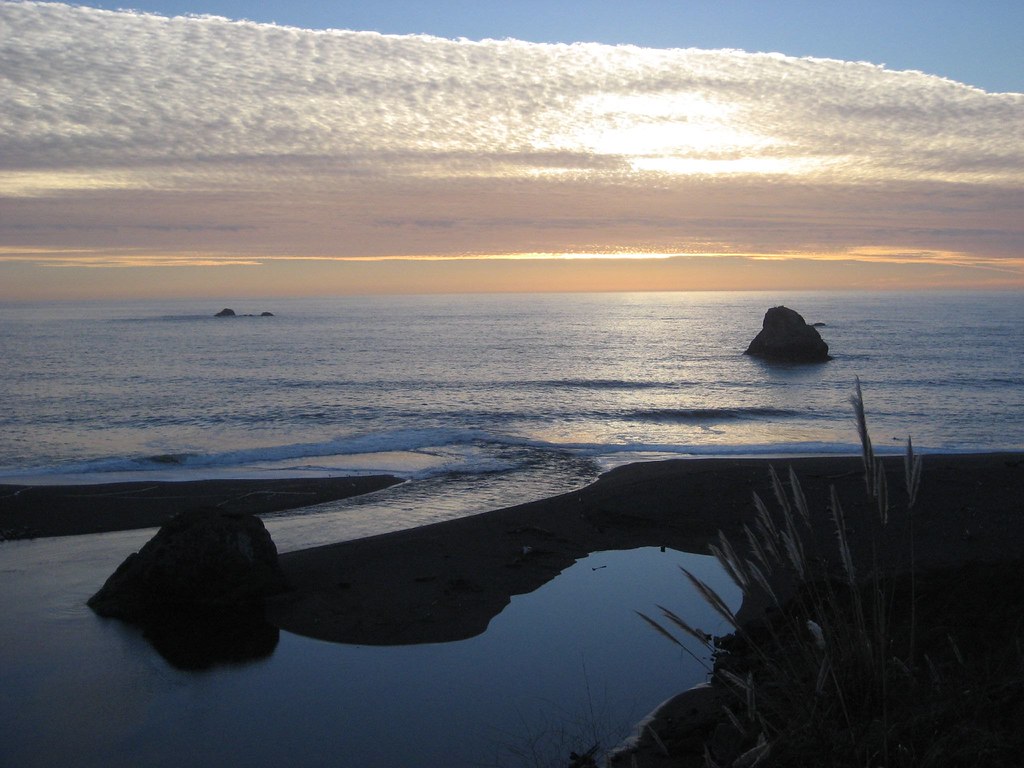 Sunset along northern California coast