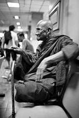 Monk waiting - hospital Issan, Thailand