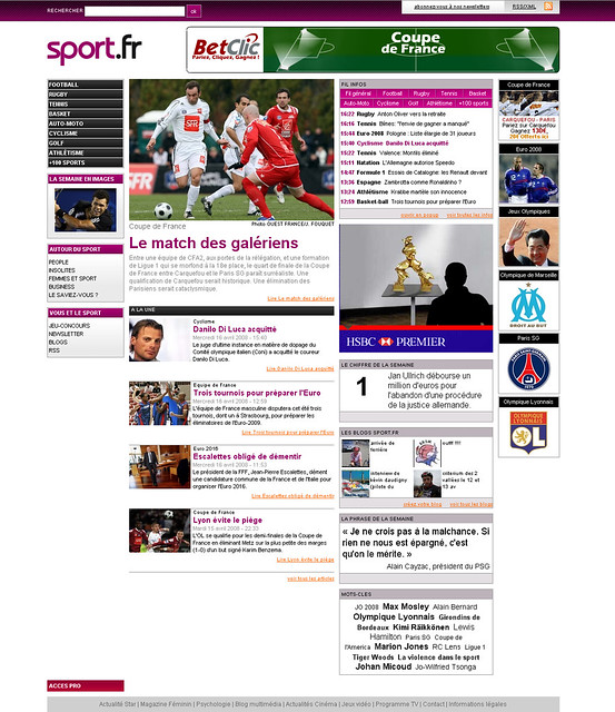 Sport.fr : infos, résultats, classements, statistiques du Foot, Rugby, Tennis, Basket, F1, Cyclisme