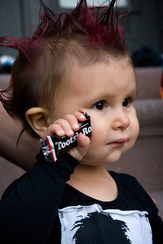 Baby dressed as Punker, Halloween, Park Slope, Brooklyn