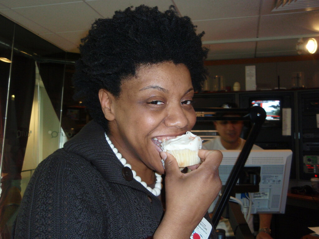 Nichelle enjoys a cupcake