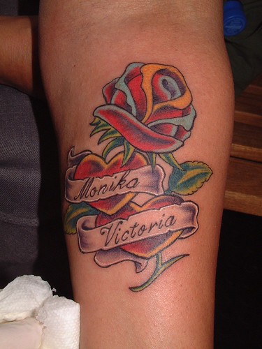 Monika Victoria's red rose heart tattoo designs love tattoo designs