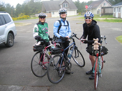 Lynne, Diane, and Cecil preparing to ride back to Portland