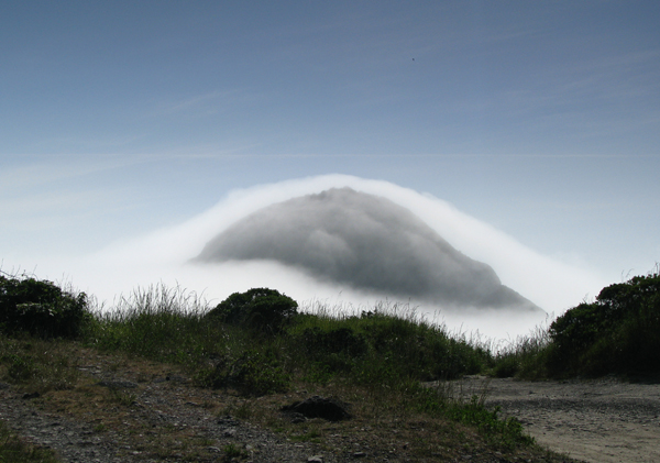 fog capped mountain