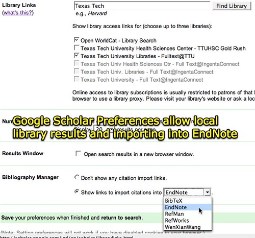 Google Scholar Preferences