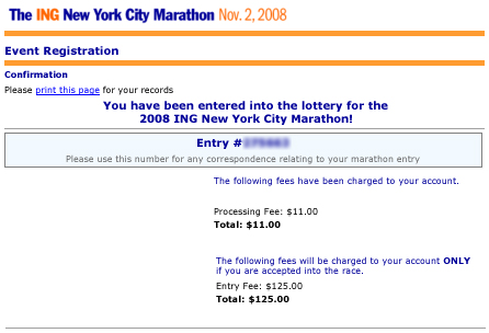 ING NYC Marathon 2008 Registration