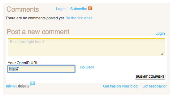 OpenID comment form