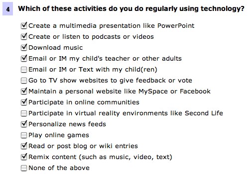 NetDay Survey on activities