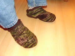 Dave sporting his felted slippers...