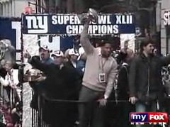 Huldiging van de Giants in New York - screenshot MyFox (myfox.com)