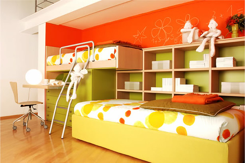 The interior minimalist kids bedroom