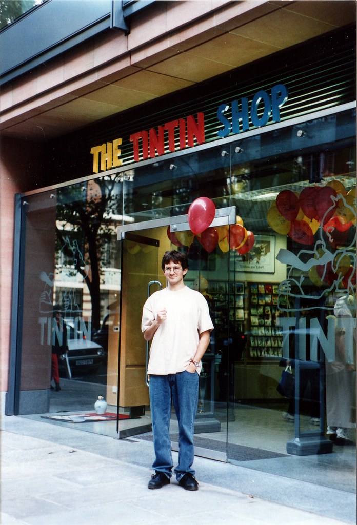 Outside the Tintin Shop, London, October 21, 1995