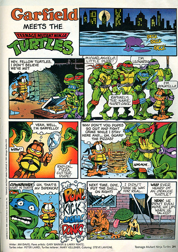 "Garfield MEETS THE Teenage Mutant Ninja Turtles" .. TMNT Magazine (( Winter 1992 ))