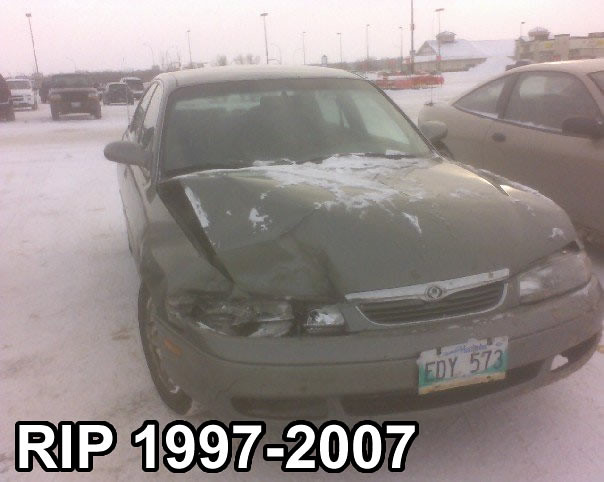 winter crash accident damage 1997 mazda 626