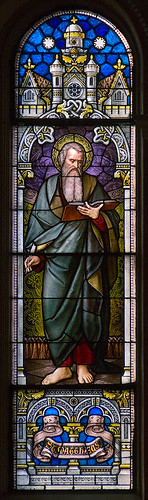 Saint Peter Roman Catholic Church, in Saint Charles, Missouri, USA - stained glass window of Saint Matthew