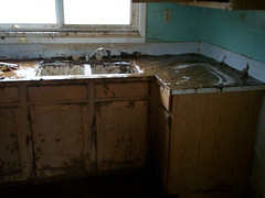 Cabinets continued to drip water, mud and sludge as we carried them from the house.  All her appliances large and small are ruined.