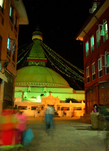 Night view Boudha Stupa Nepal by Wonderlane