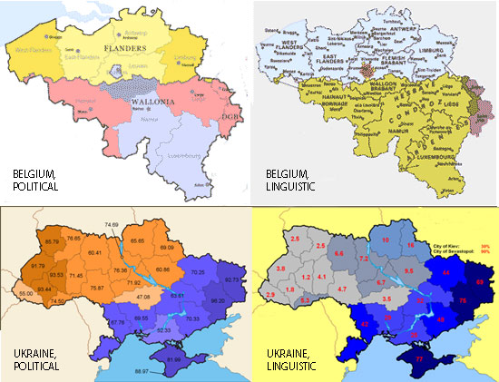 Belgium and Ukraine by politics and language