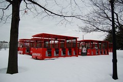 Mini train cars in snow