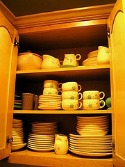 vintage china, cabinet