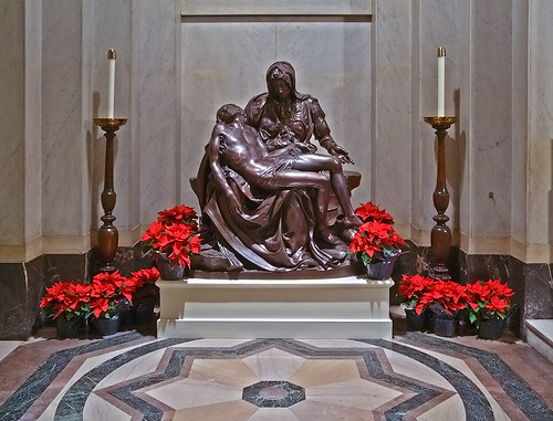 Cathedral Basilica of Saint Louis, in Saint Louis, Missouri, USA - Pietà, decorated for Christmas