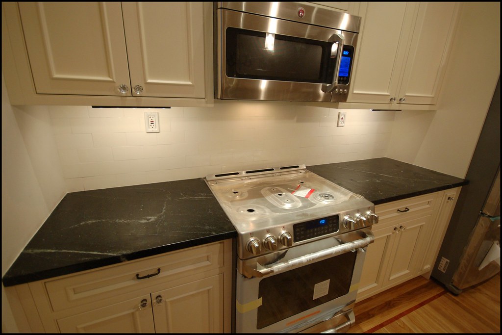 Kitchen Backsplash With Soapstone Counters Finished Kitchen Oiled SoapStone