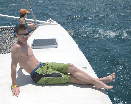 Andrew on the catamaran in Aruba