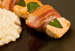 salmon with celery root puree